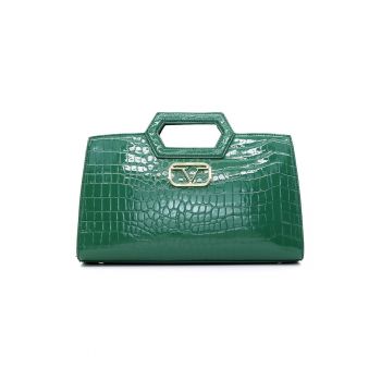 Geanta de piele ecologica cu maner si aspect de piele de crocodil