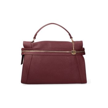 Geanta de piele ecologica cu maner si fermoar - Visiniu