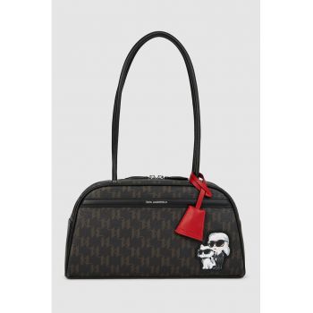 Geanta de piele ecologica cu monograma - Maro inchis