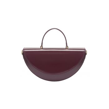 Geanta de piele in forma de semiluna - cu maner - Violet tyrian