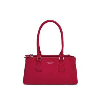 Geanta de piele intoarsa sintetica cu maner Lumina Pro - Rosu