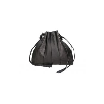 Geanta de piele texturata 25689 - Negru