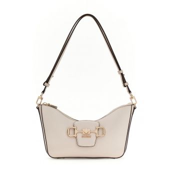 Geanta de umar cu fermoar si bareta ajustabila Janie - Alb fildes