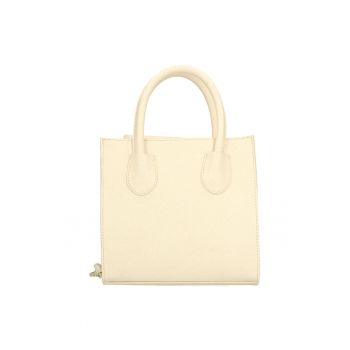 Geanta din piele cu bareta de umar detasabila - Bej