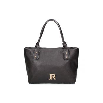 Geanta din piele cu bareta de umar din material textil