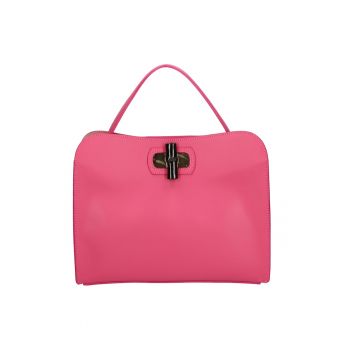 Geanta din piele cu maner - Fucsia