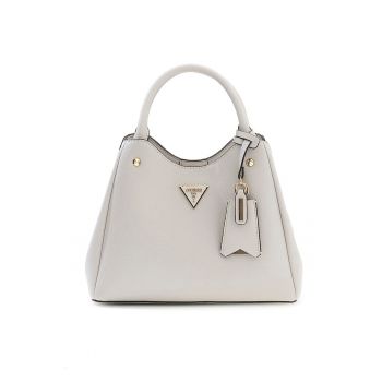 Geanta din piele ecologica cu 3 compartimente - Alb fildes