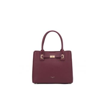 Geanta din piele ecologica cu bareta de umar si bareta detasabila Valoria - Rosu inchis