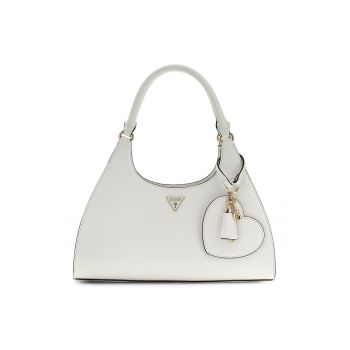 Geanta din piele ecologica cu bareta de umar si doua compartimente Isobel - Alb