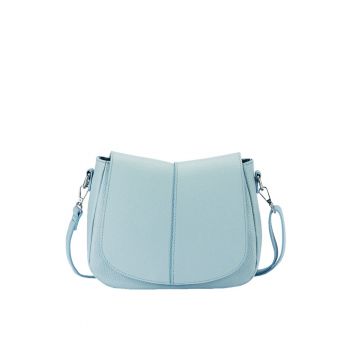 Geanta din piele naturala casual B-8960 123 - Albastru deschis - 21x27x8