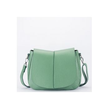 Geanta din piele naturala casual B-8960 123 - Verde menta - 21x27x8