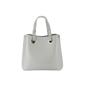 Geanta gri deschis medie din piele naturala 8916 129 Gri deschis - 23x25x12