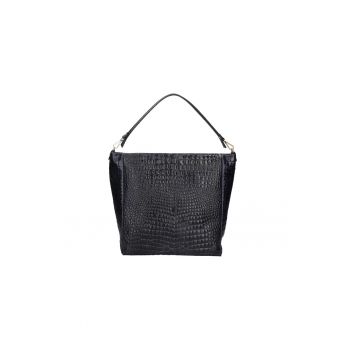 Geanta hobo de piele cu model piele de reptila