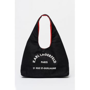 Geanta hobo sling cu imprimeu logo - Alb/Negru