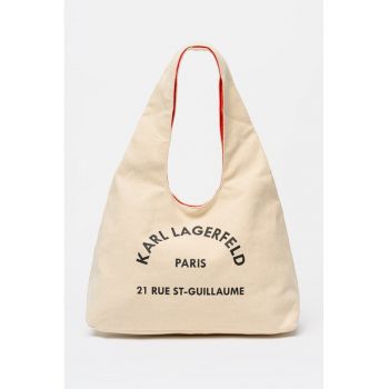 Geanta hobo sling cu imprimeu logo - Negru/Bej deschis