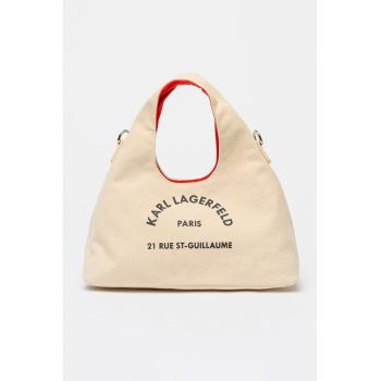 Geanta hobo sling mica cu logo - Rosu/Bej deschis