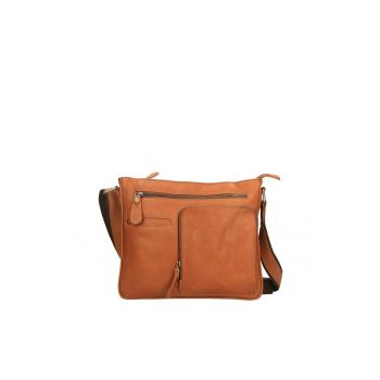 Geanta messenger de piele 212443 - Maro