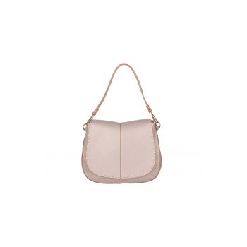 Geanta saddle de piele - Maro taupe deschis