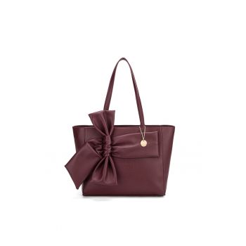 Geanta shopper cu fermoar Velvetine Elite - Visiniu