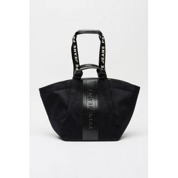 Geanta shopper cu logo in relief Ariadna - Negru