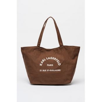 Geanta shopper de panza cu buzunar interior - Maro