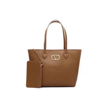 Geanta shopper de piele ecologica - Maro