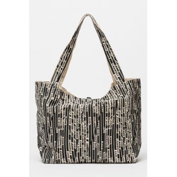 Geanta shopper reversibila - Alb fildes/Negru