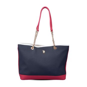 Geanta tote cu logo - Rosu/Alb/Bleumarin