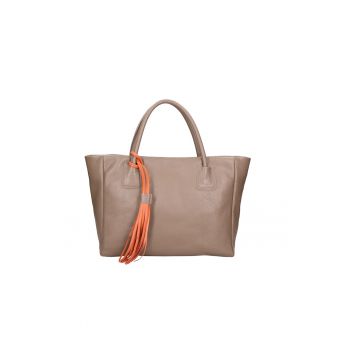 Geanta tote de piele cu canaf 25471 - Maro taupe