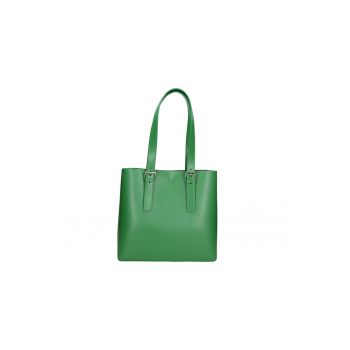 Geanta tote de piele cu etui detasabil - Verde inchis