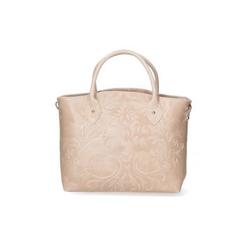 Geanta tote de piele cu model 25149 - Roz