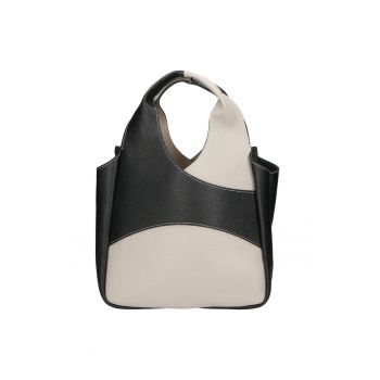 Geanta tote de piele - Negru - Gri