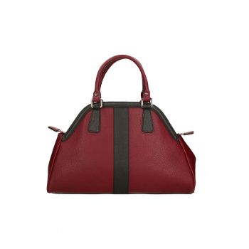 Geanta tote de piele - Visiniu/Negru