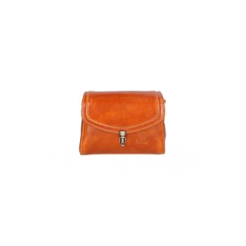 Give Lux - Geanta crossbody de piele cu clapa - Caramel