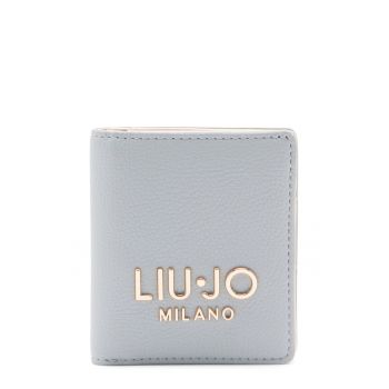 Portcart de piele ecologica cu logo metalic - Albastru deschis