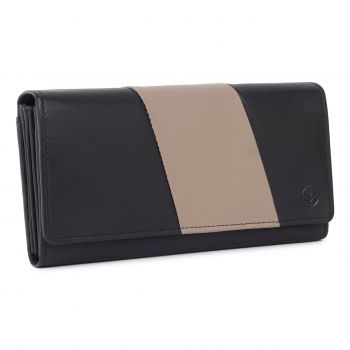 Portofel dama Marquise, Nectaria PT1465, piele naturala, Negru/Crem