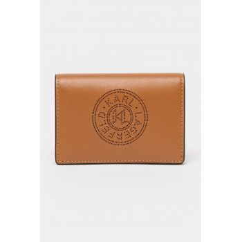 Portofel de piele si piele ecologica cu logo stantat - Caramel