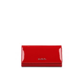 Portofel din piele lacuita Solara Pro - Rosu