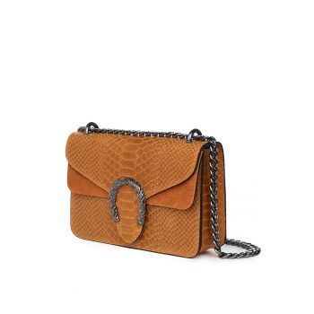 Poseta dama Dalia Piele naturala - Coniac - 15x20cm