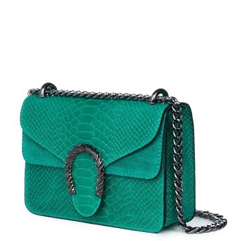 Poseta dama din piele naturala Diane verde smarald