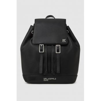 Rucsac de piele ecologica cu clapa - Negru