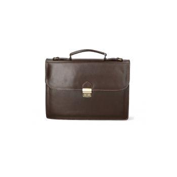 Servieta unisex din piele 25023 - Maro inchis