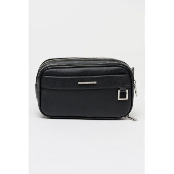 Borseta cu doua compartimente - Negru stins