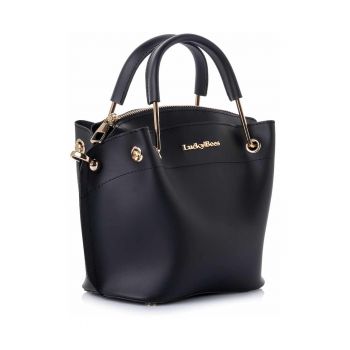 Geanta bucket din piele ecologica - Negru