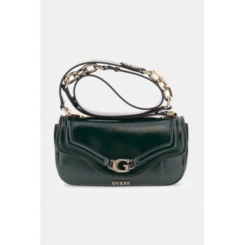 Geanta crossbody cu aspect lacuit - Verde padure