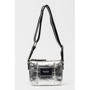 Geanta crossbody cu aspect metalizat - Negru/Argintiu