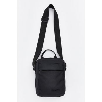 Geanta crossbody cu buzunar frontal si fermoar - Negru carbon