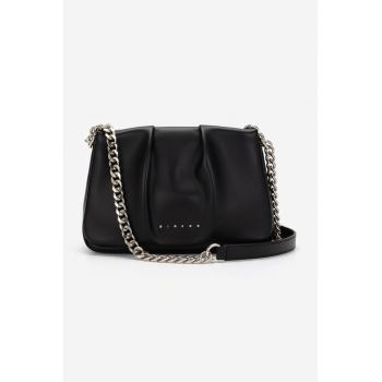 Geanta crossbody cu doua barete de umar - Negru