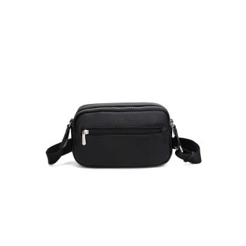 Geanta crossbody cu logo Erisia Lux - Negru