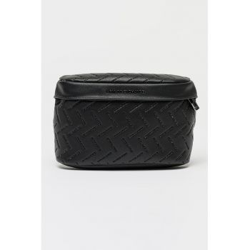 Geanta crossbody cu logo stantat - Negru